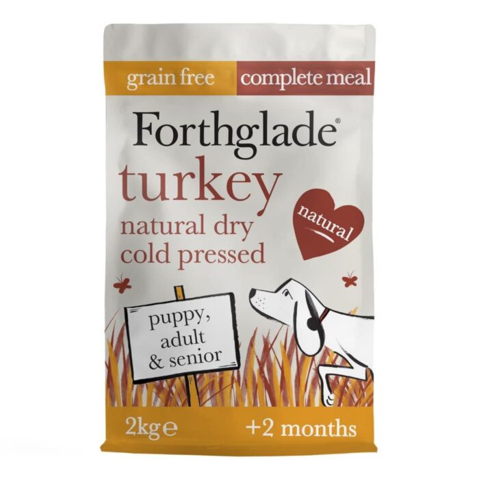 Forthglade Complete Natural Dry Dog Food - Grain Free Turkey with Vegetables (2kg) Resealable Bag