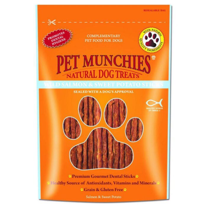 Pet Munchies Wild Salmon and Sweet Potato Sticks Natural Dog Treats