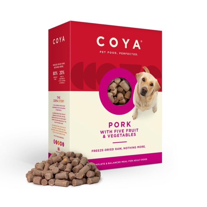 Coya Freeze-Dried Raw Dog Food, Pork (750g) Hypoallergenic & Grain Free, Made with 80% Meat & 20% Fruit & Vegetables | Complete Raw Dog Food in a Easy Freeze-Dried Solution