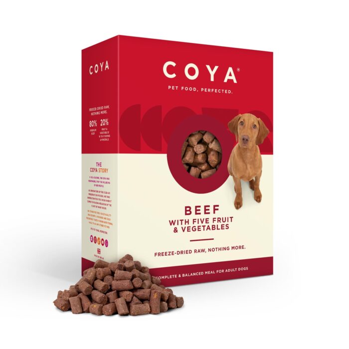 Coya Freeze-Dried Raw Dog Food, Beef (750g) Hypoallergenic & Grain Free, Made with 80% Meat & 20% Fruit & Vegetables | Complete Raw Dog Food in a Easy Freeze-Dried Solution