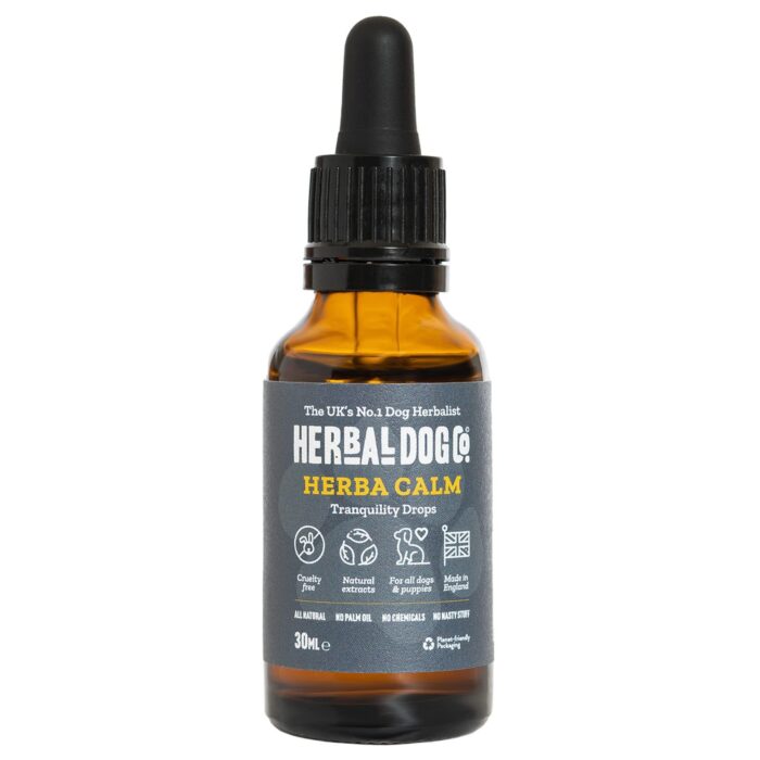 Herbal Dog Co Herbacalm Calming Tonic Supplements for Dog Anxiety, 30ml - Helps with Fireworks, Vet Trips & Separation Anxiety for Dogs & Puppies