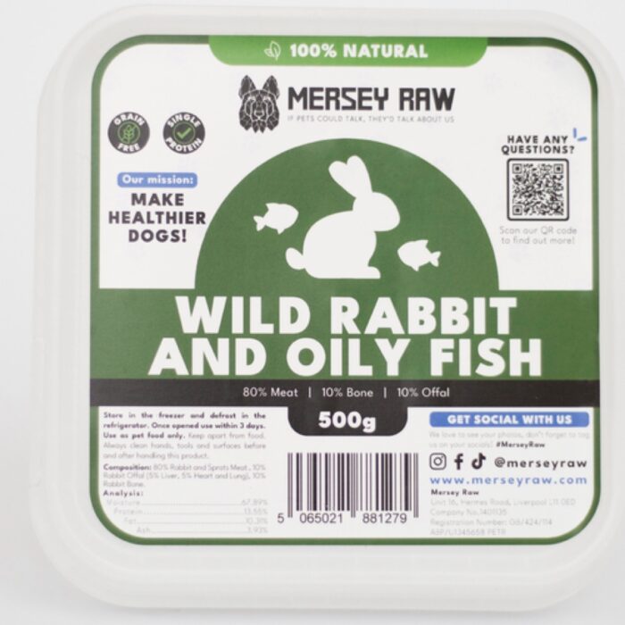 Mersey Raw Rabbit & Oily Fish 500g